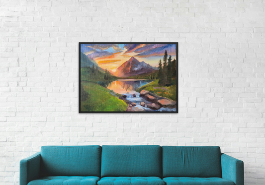 "Sunset in the Mountains" | Original Landscape Oil Painting – 20" × 16"