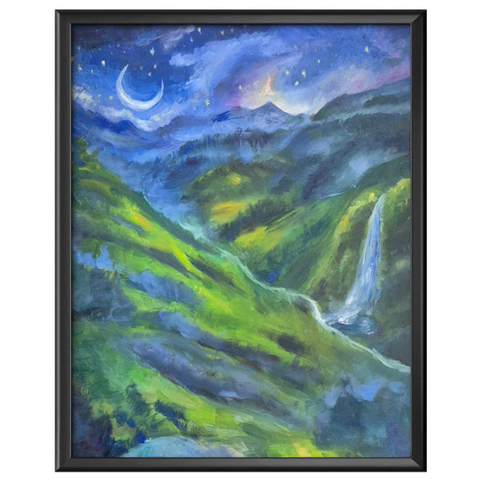 "Moonlit Ravine" Original Oil Painting – 16" x 20"